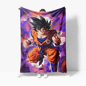 Best Picture Goku Cartoon Blankets Factory-Owned Recycled Throw Blanket on Couch