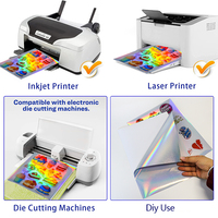 Papel Adhesivo Holográfico Imprimible en Inyección de Tinta A4 8.5"x11" PET Impermeable Autoadhesivo con Brillo Arcoíris para Impresora de Inyección de Tinta