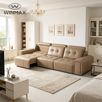 Canapé d'angle électrique 3 places en cuir véritable de luxe, moderne, OEM, pour hôtel, appartement, villa, maison
