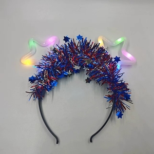 Décorations modernes pour les fêtes du Nouvel An chinois et de Noël : Bandeaux pour cheveux, chapeaux rouges, blancs et bleus, rubans colorés, pompons en plastique à piles - Product Image 3