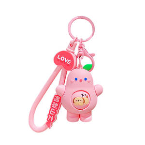 Lilangda Creative Simulation Avocado Carabiner Keychain Soft Rubber Fruit Pendant with <b>Net</b> Red <b>Bag</b> Small Gift Idea - Product Image 2
