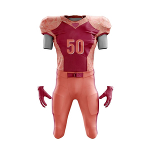 Men <b>Maroon</b> Peach Sublimated American Football Uniform Jersey Pants Set Custom Team Number Practice Game Wear - Product Image 4