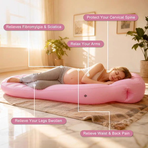<span class=keywords><strong>Lit</strong></span> gonflable multifonctionnel portable et pliable en PVC, matelas <span class=keywords><strong>de</strong></span> soutien pour dormir sur le ventre avec dossier confortable et rembourrage épais - Product Image 4