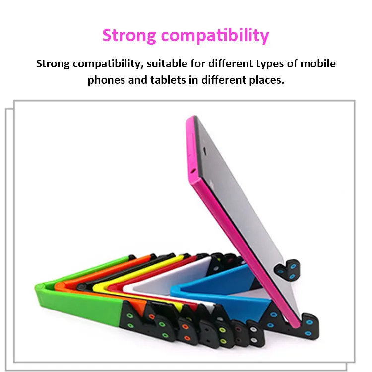 Custom logo Portable V Shape Plastic Folding Desk Table Mobile Phone Tablet Stand Mount Holder For Mobile Phone