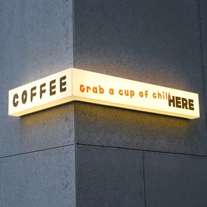 CARREY customizzato Led <span class=keywords><strong>Light</strong></span> <span class=keywords><strong>Box</strong></span> segnaletica scatola insegne all'aperto negozio di caffè libreria interna a forma di L pubblicità acrilico scatola luminosa - Product Image 4