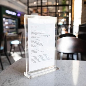 Acrylique <span class=keywords><strong>Cadre</strong></span> Flottant Acrylique Signe Titulaire <span class=keywords><strong>Transparent</strong></span> Table Menu Bar Menu - Product Image 1