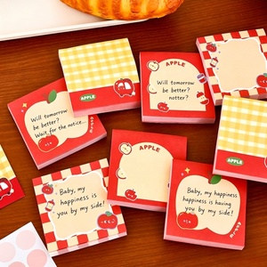 Notas Adhesivas Kawaii con Diseño de Manzana, 8x8cm, 50 Hojas, Papel Offset de 70gsm, Pegatinas de Dibujos Animados para Planificador, Listas de Tareas, Venta al Por Mayor - Product Image 3