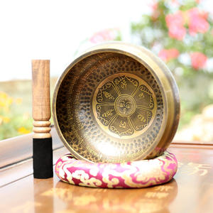 Cuenco Fonético Nepalí Hecho a Mano con Patrón de Lino y Escrituras, para Yoga, Meditación, Sanación con Sonido, Cuenco Cantante - Product Image 2