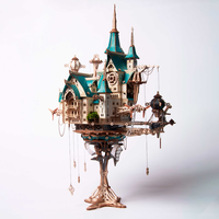Blocs de construction en bois DIY modernes pour scènes miniatures, puzzle 3D en bois, Château des rêves céleste, jouets éducatifs pour enfants, cadeaux
