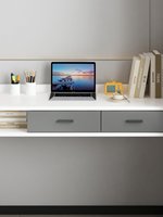 Home Floating Desk Student Writing Laptop Table Bedroom Bedside Vanity Wall-Mounted Dressing Table Wood PVC Surface Rounded