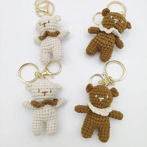 Porte-clés rond en peluche douce fait main 2025, adorable ours en tricot, accessoires <span class=keywords><strong>pour</strong></span> sac, petits articles de bricolage, <span class=keywords><strong>bijoux</strong></span> tissés - Product Image 2