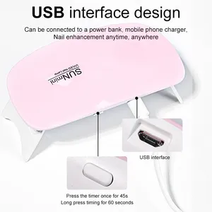 Mini-séchoir à ongles 6W portable, lampe UV LED 6 LED pour manucure, utilisation domestique, pour sécher le vernis à ongles, avec câble USB - Product Image 4