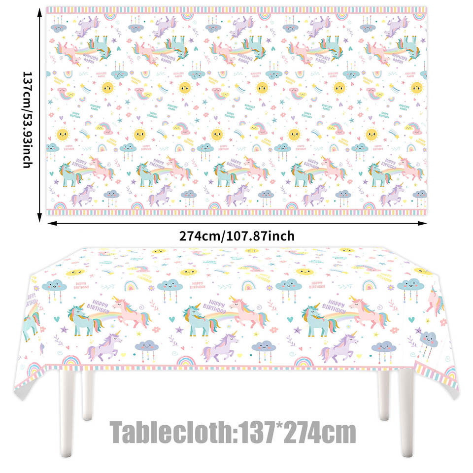 Event Table Slides Rainbow Unicorn Theme Birthday Tableware Birthday Party Supplies ...