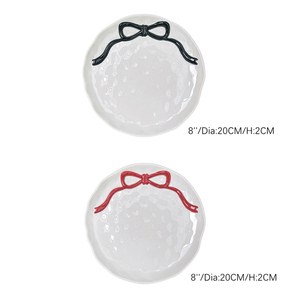 Plato de cena de cerámica en relieve INS coreano, lazo incrustado, desayuno, pan, pastel, Pasta, postre, fruta, ensalada, bandeja para servir, vajilla de fiesta - Product Image 2