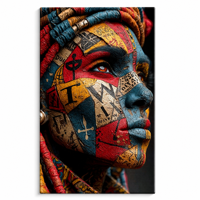 Art mural ethnique de luxe, portrait, collage de couleurs vibrantes, impression sur toile, image HD pour studio créatif et décoration intérieure