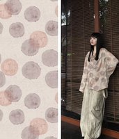 Haute qualité 21% soie 79% coton gros soie coton tissu petit frais jaune rose fleurs imprimer pour robes vêtements