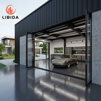 Taller moderno de estructura de acero prefabricada, cochera metálica ligera, impermeable, para almacenamiento de automóviles en viviendas residenciales.