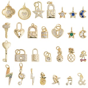 Fashion Pendants Charms 18k Gold Plated Zircon Micro Insert Heart Star Clover DIY Jewelry Accessories Unisex Necklace Decor - Product Image 1