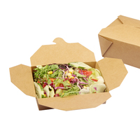 Recyclable Blanc Bambou Brun Kraft Papier Enduit À Emporter Déjeuner Conteneur Alimentaire Bio Boîtes avec Couvercle Pliable