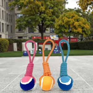 Sunraymascota 2025 New Arrival Clean Teeth Interactive Training Chew Pet <strong>Tennis</strong> <strong>Ball</strong> Rubber <strong>Rope</strong> <strong>Dog</strong> Tug <strong>Toy</strong> - Product Image 6