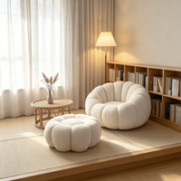Fauteuil paresseux Tenghang en forme de citrouille, une place, en tissu Sherpa, confortable, pour salon, chambre, appartement, pouf