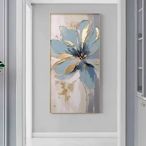 Bella pittura moderna del fiore su tela di arte della parete nordica astratta fatta a mano lamina d'oro astratta