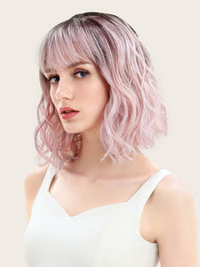 Wholesale 12 Inch Cute Women's European American <b>Short</b> Bob Non Lace Synthetic <b>Wig</b> High Temperature Fiber Water Wave Transparent - Product Image 1