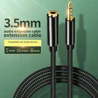 3,5mm Stereo-Klinkenstecker auf Buchse AUX-Audiokabel PVC-Ummantelung Geflochtene Abschirmung Kopfhörer-Verlängerungskabel für Lautsprecher