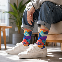 Chaussettes longues de sport personnalisées OEM, sans couture, respirantes, à séchage rapide, absorbant la transpiration, résistantes aux déchirures, en fibre de bambou imprimée