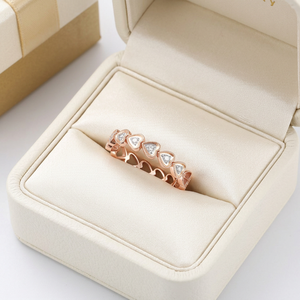 Nouvelle Collection Vente en Gros Fabricant Exportateur Bijoux Design Cœur Or Rose Massif 18K Diamants Naturels Véritables Bague Empilable - Product Image 5