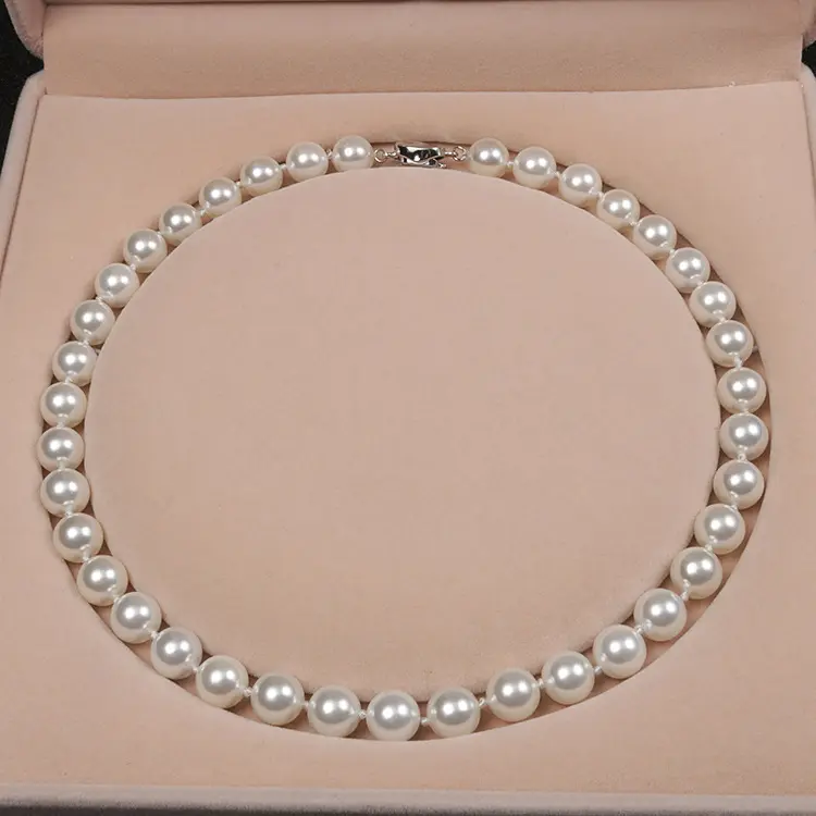 Жемчужное ожерелье Redleaf из ракушек, жемчужное ожерелье из круглых натуральных ракушек 8,0 мм, Жемчужная Нить, подарочная коробка