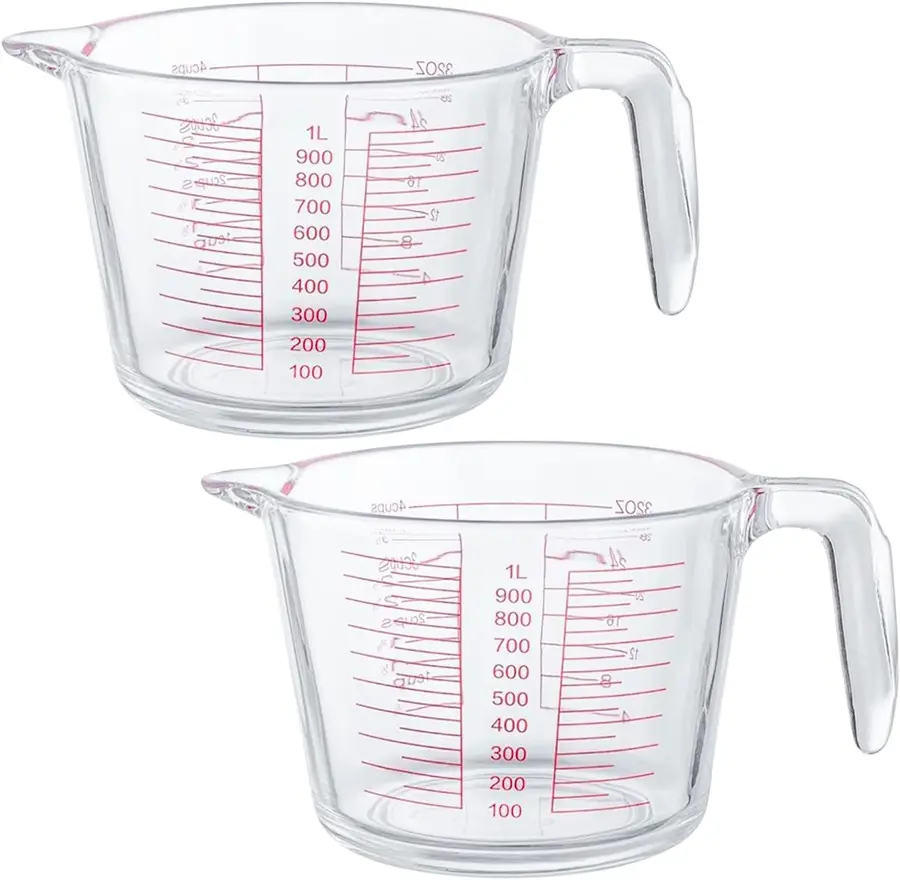 Tasse à mesurer en verre lavable au lave-vaisselle tasses en verre transparent lave-vaisselle passe au micro-ondes essentiel maison cuisine liquide outils de mesure