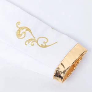 MS Luxury Gold Embroidery <b>Men</b> <b>Blazer</b> British Style Stand Collar Wedding Tuxedo Vintage Long Dance Prince Coat - Product Image 4