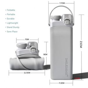 Botella de Agua Plegable de Silicona, Portátil, a Prueba de Fugas, para Deportes al Aire Libre, para Acampar, Botella de Agua Plegable - Product Image 2