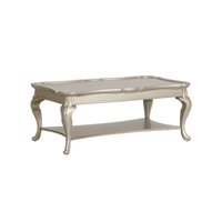 Table basse rectangulaire de style français de luxe, en bois massif sculpté à la main avec base en feuille d'or pour le mobilier de salon