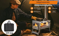 Accessoires de cuisine pour le camping en plein air, équipement de randonnée, réchaud à charbon de bois pliable en acier inoxydable, rangement facile, mini
