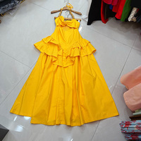 Robe longue décontractée à licou pour femme, sans manches, à volants, patchwork, taille haute, unie, élégante, pour soirée, vente en gros d'usine