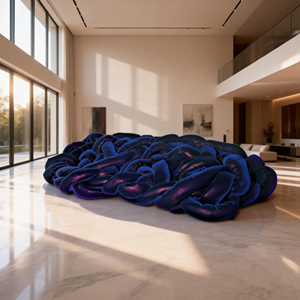 İtalyan Benzersiz Yaratıcı Tasarım Twist Kanepe Hafif Lüks Hakiki Deri Ayaksız Kanepe Villa - Product Image 2