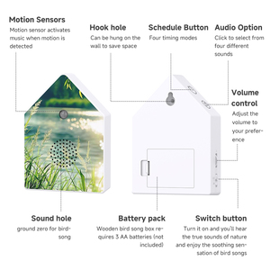Macchina del suono di musica degli uccelli innescata dal movimento Forest <span class=keywords><strong>Bird</strong></span> Sound Sound Speaker calmante per cinguettio degli uccelli scatola di terapia del rumore bianco - Product Image 2