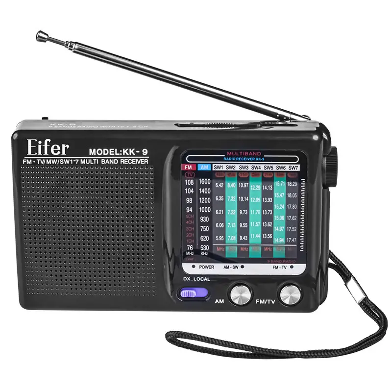 Usine personnalisé portable radio fm am sw1 -7 complet combiné bande poche radio KK-9