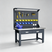 Table de travail antistatique ESD pour assemblage électronique avec éclairage LED, multiprise, armoire à 4 tiroirs, pieds réglables, atelier, OEM personnalisé