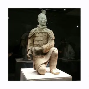 Dekorasi Taman Antik Marmer Granit Ukuran Hidup Berlutut Pemanah Xian Terracotta Warriors Patung