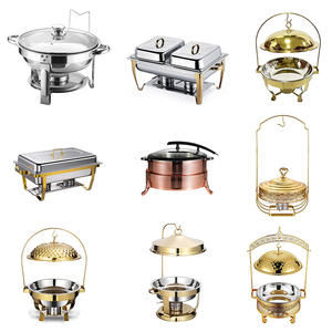 Pemanas Makanan Buffet Kaca Mewah 2.0L dari Emas/Baja Tahan Karat, Kompor Buffet Portabel untuk Penyimpanan Makanan - Product Image 6