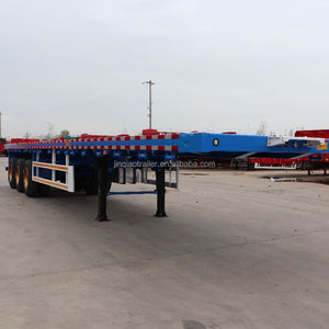 Jinqiao 3 Assen 40ft 45ft Flat Bed Container Aanhangwagen Semi Dieplader Aanhangwagens Remolques Plataformas Usadas Remorque Plat - Product Image 6