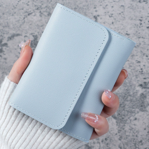 Portefeuille Tri-Pli en Cuir PU Fait Main pour Femme, Court, Fin et Simple, Porte-Cartes, Prix Usine, Cadeau Promotionnel, Logo Personnalisé - Product Image 3
