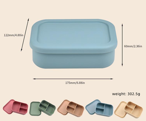 กล่องขนมซิลิโคนแบบกำหนดเอง ปลอดสาร BPA สำหรับเด็ก กล่องเก็บอาหาร กล่องอาหารกลางวันแบบแบ่งช่อง 3 ช่อง ป้องกันการหกเลอะเทอะ เหมาะสำหรับโรงเรียน - Product Image 6