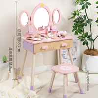 Table de Maquillage Rose Princesse pour Enfants, Jeu d'Imitation Éducatif, Cadeau de Maquillage pour Filles, Jouets de Simulation pour Enfants, Vente en Gros
