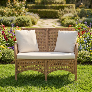Hot Selling CORDELLA Two Seat Handmade Modern Wood <b>Rattan</b> <b>Sofa</b> Classic for Apartment Home Furniture - Product Image 1