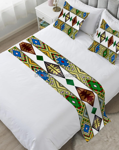 Stile etiopico grande stella <span class=keywords><strong>letto</strong></span> Hotel foulard stampa poliestere <span class=keywords><strong>letto</strong></span> Runner <span class=keywords><strong>letto</strong></span> <span class=keywords><strong>letto</strong></span> e federa abbinata - Product Image 1