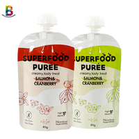 Sachet d'emballage en aluminium et plastique personnalisé avec logo, 80g 100ml, pour aliments pour bébés, avec bec verseur, réutilisable, Doypack avec bouchon
